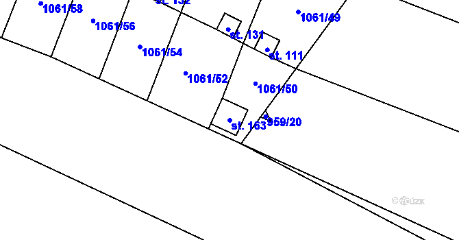 Parcela st. 163 v KÚ Ptáčov, Katastrální mapa