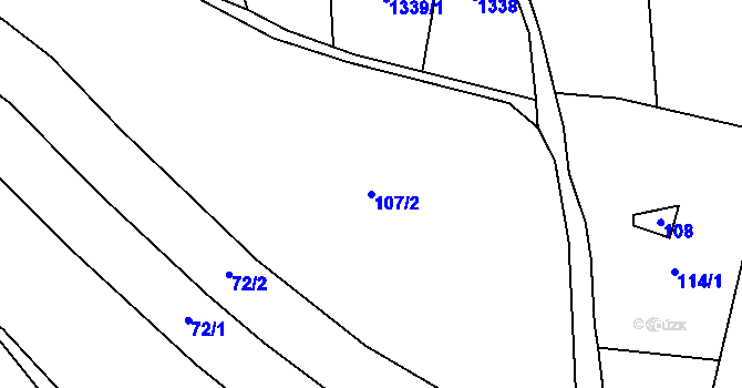 Parcela st. 107/2 v KÚ Ptáčov, Katastrální mapa