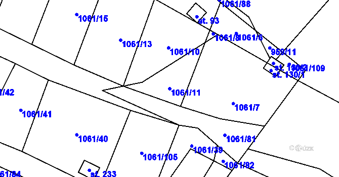 Parcela st. 1061/11 v KÚ Ptáčov, Katastrální mapa