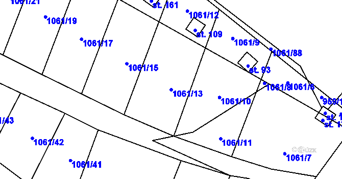 Parcela st. 1061/13 v KÚ Ptáčov, Katastrální mapa