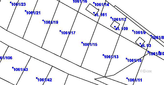 Parcela st. 1061/15 v KÚ Ptáčov, Katastrální mapa
