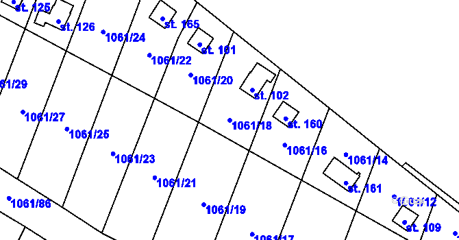 Parcela st. 1061/18 v KÚ Ptáčov, Katastrální mapa