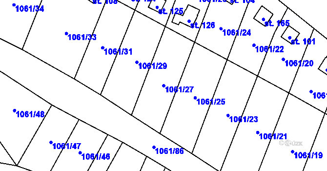 Parcela st. 1061/27 v KÚ Ptáčov, Katastrální mapa