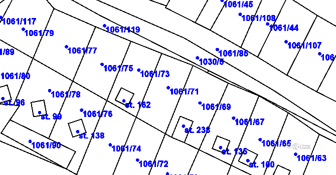 Parcela st. 1061/71 v KÚ Ptáčov, Katastrální mapa