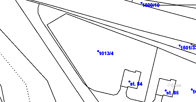 Parcela st. 1013/4 v KÚ Ptáčov, Katastrální mapa