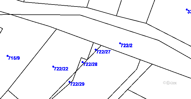Parcela st. 722/27 v KÚ Ptáčov, Katastrální mapa