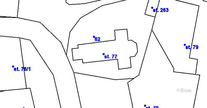 Parcela st. 77 v KÚ Ptení, Katastrální mapa