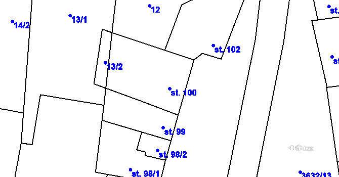 Parcela st. 100 v KÚ Ptení, Katastrální mapa