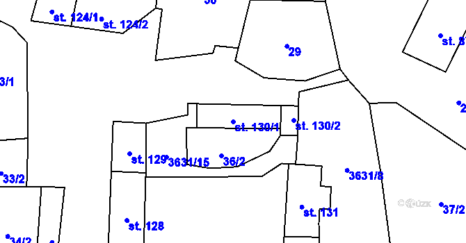Parcela st. 130/1 v KÚ Ptení, Katastrální mapa