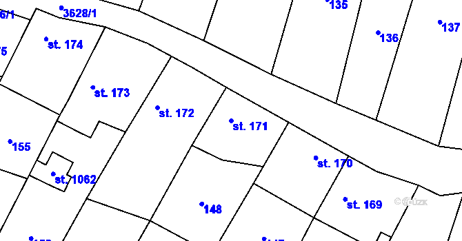 Parcela st. 171 v KÚ Ptení, Katastrální mapa