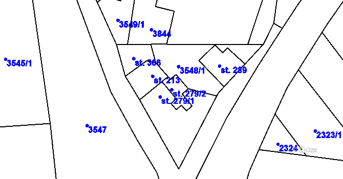 Parcela st. 279/2 v KÚ Ptení, Katastrální mapa