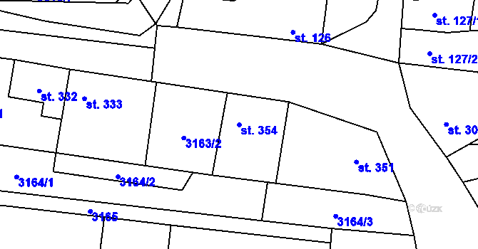 Parcela st. 354 v KÚ Ptení, Katastrální mapa