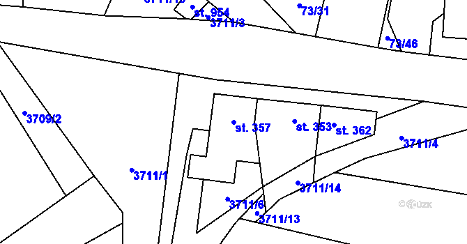 Parcela st. 357 v KÚ Ptení, Katastrální mapa