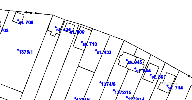 Parcela st. 433 v KÚ Ptení, Katastrální mapa