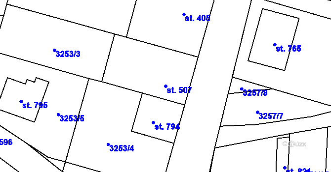 Parcela st. 507 v KÚ Ptení, Katastrální mapa