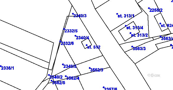 Parcela st. 512 v KÚ Ptení, Katastrální mapa