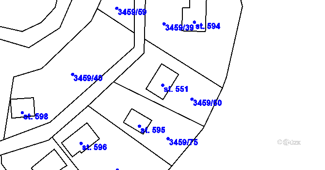 Parcela st. 551 v KÚ Ptení, Katastrální mapa