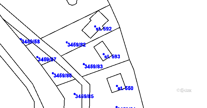Parcela st. 593 v KÚ Ptení, Katastrální mapa