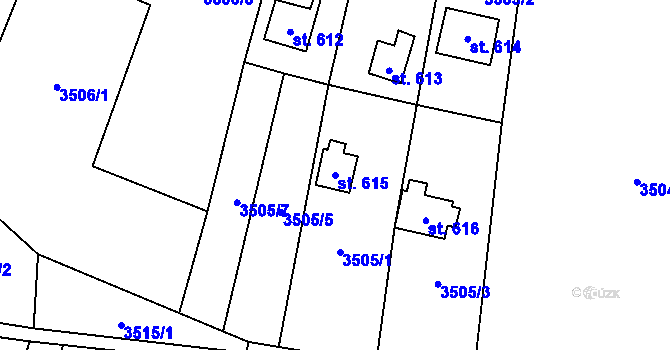 Parcela st. 615 v KÚ Ptení, Katastrální mapa
