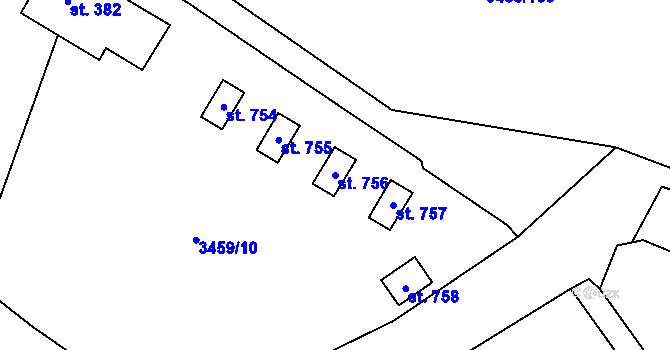 Parcela st. 756 v KÚ Ptení, Katastrální mapa