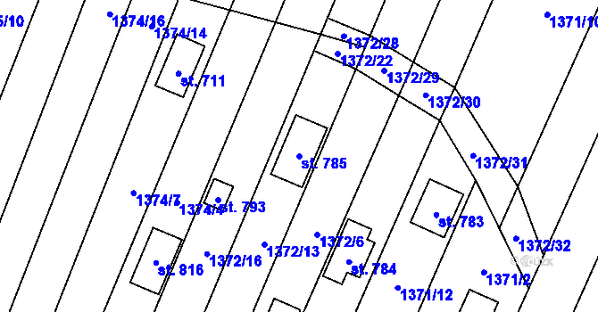 Parcela st. 785 v KÚ Ptení, Katastrální mapa