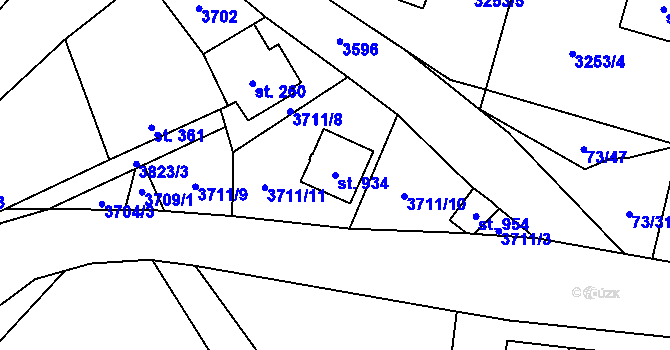 Parcela st. 934 v KÚ Ptení, Katastrální mapa