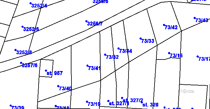 Parcela st. 73/32 v KÚ Ptení, Katastrální mapa