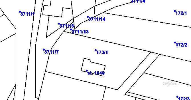 Parcela st. 173/1 v KÚ Ptení, Katastrální mapa