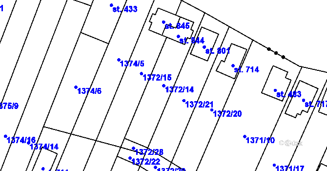 Parcela st. 1372/14 v KÚ Ptení, Katastrální mapa