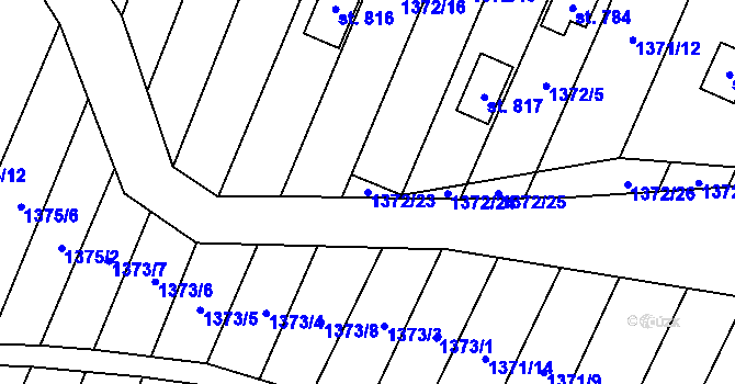 Parcela st. 1372/23 v KÚ Ptení, Katastrální mapa