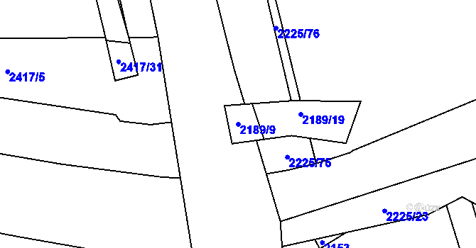 Parcela st. 2189/9 v KÚ Ptení, Katastrální mapa