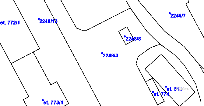 Parcela st. 2248/3 v KÚ Ptení, Katastrální mapa