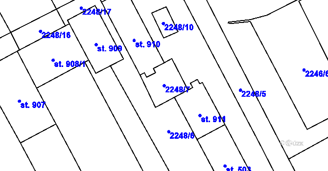 Parcela st. 2248/7 v KÚ Ptení, Katastrální mapa