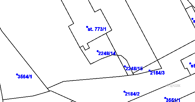 Parcela st. 2248/14 v KÚ Ptení, Katastrální mapa