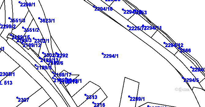 Parcela st. 2294/1 v KÚ Ptení, Katastrální mapa