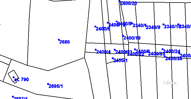 Parcela st. 2400/4 v KÚ Ptení, Katastrální mapa