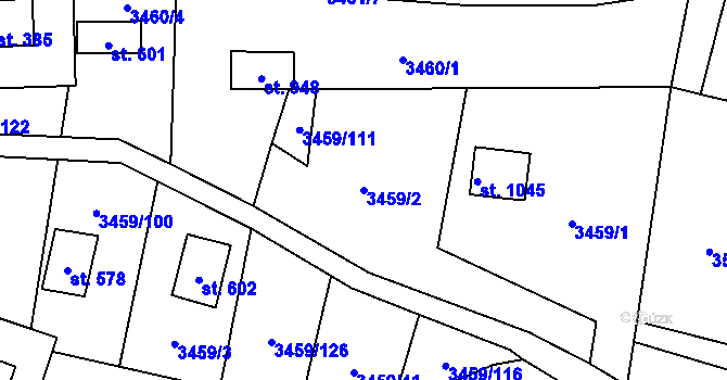 Parcela st. 3459/2 v KÚ Ptení, Katastrální mapa
