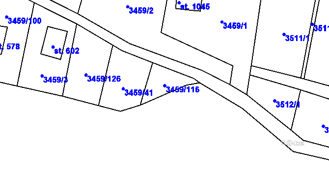 Parcela st. 3459/116 v KÚ Ptení, Katastrální mapa