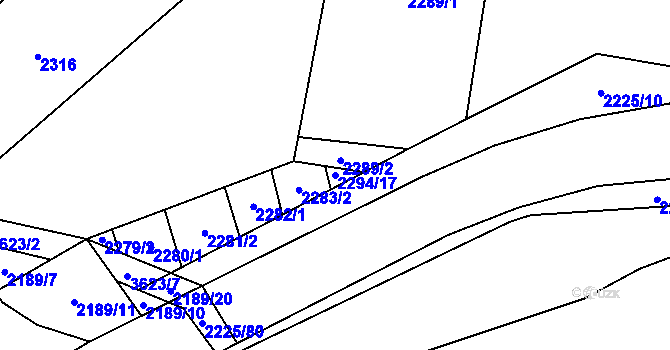 Parcela st. 2294/17 v KÚ Ptení, Katastrální mapa