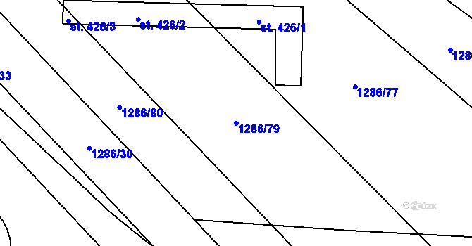Parcela st. 1286/79 v KÚ Ptení, Katastrální mapa