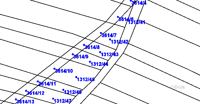 Parcela st. 1312/43 v KÚ Ptení, Katastrální mapa