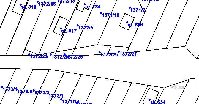 Parcela st. 1372/26 v KÚ Ptení, Katastrální mapa