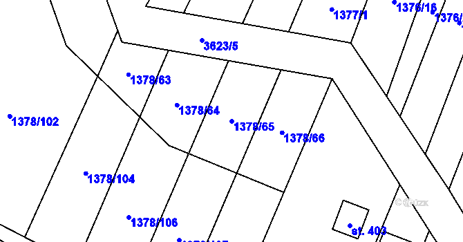 Parcela st. 1378/65 v KÚ Ptení, Katastrální mapa