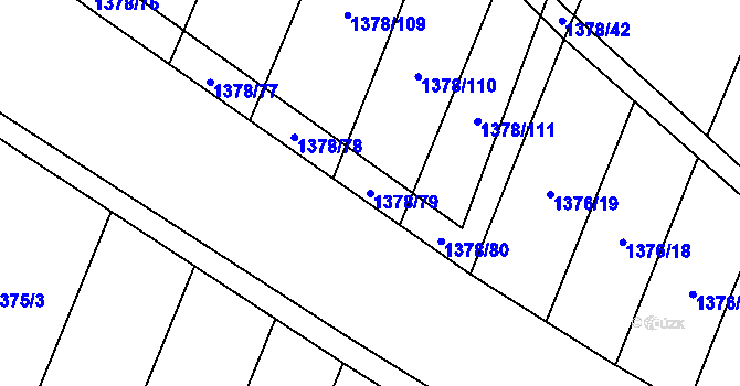 Parcela st. 1378/79 v KÚ Ptení, Katastrální mapa