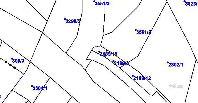 Parcela st. 2189/15 v KÚ Ptení, Katastrální mapa
