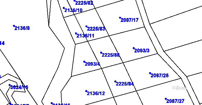 Parcela st. 2225/88 v KÚ Ptení, Katastrální mapa