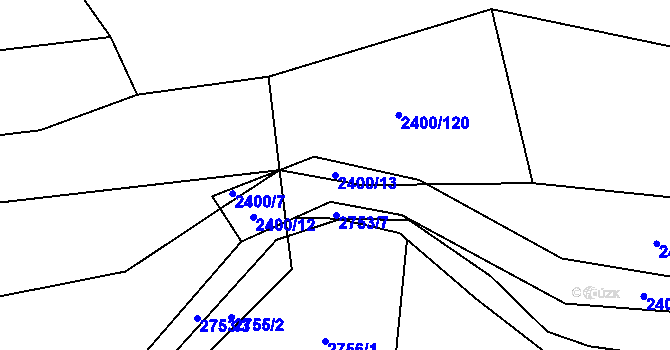 Parcela st. 2400/13 v KÚ Ptení, Katastrální mapa