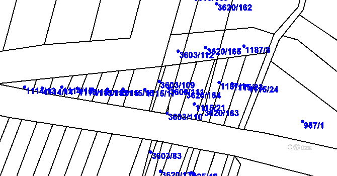Parcela st. 3603/111 v KÚ Ptení, Katastrální mapa