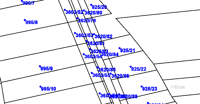 Parcela st. 3620/84 v KÚ Ptení, Katastrální mapa