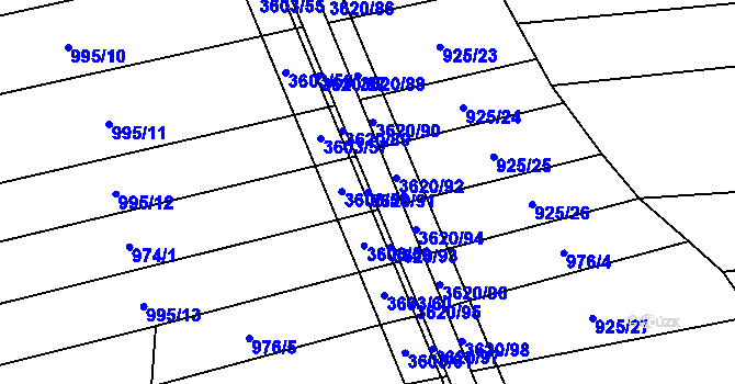 Parcela st. 3620/91 v KÚ Ptení, Katastrální mapa